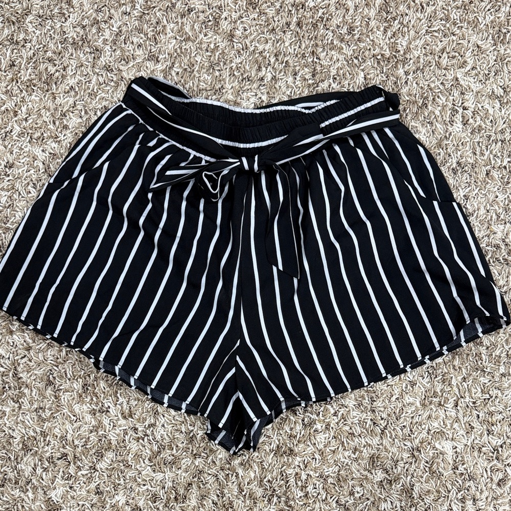 Black and White Striped Shorts